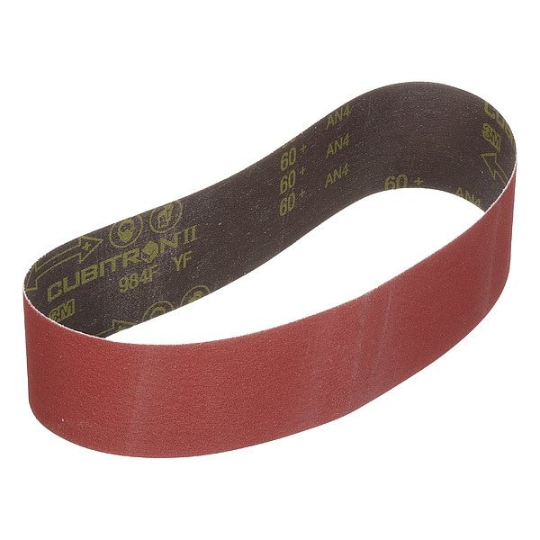 3M Cubitron Sanding Belt, 6 in W, 48 in L, Coated, Ceramic, 80 Grit, Not Applicable, 984F, Maroon 7000119523 - main