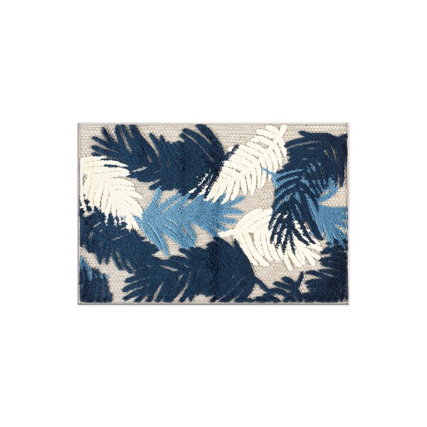 World Rug Gallery Vicenza Tropical Floral Indoor/Outdoor Area Rug 2 ft x 3 ft Navy 8011NAVY2X3 - main