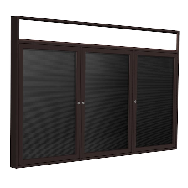 Ghent 48'' x 96'' Enclosed Flannel Letterboard, 3-Door, Bronze Aluminum Frame w/ Illuminated Headliner PBBL10-BK - main