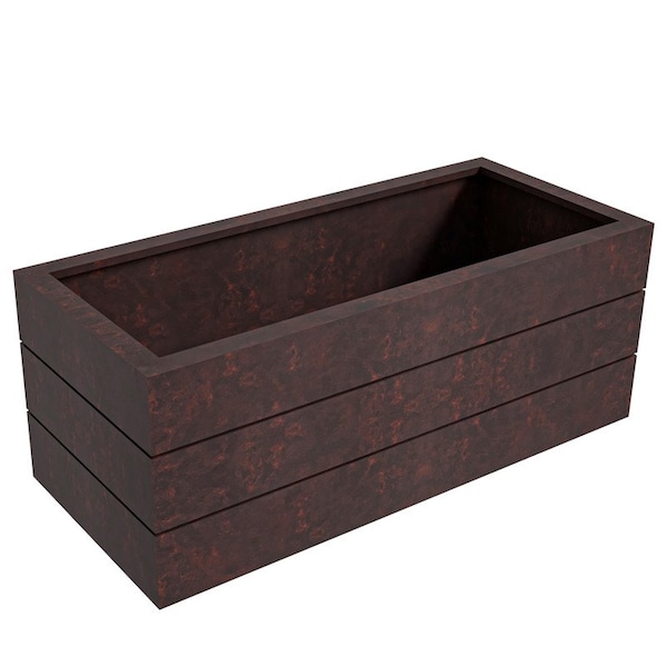 Leisuremod Oasis Modern Rectangular Fiberglass & MgO Clay Planter Box with Cover, Weather-Resistant OP14BR - main