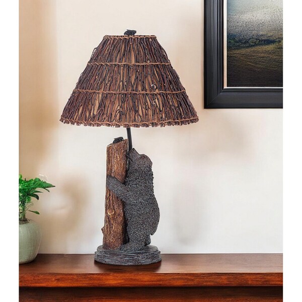 Homeroots 29" Gray Novelty Table Lamp With Brown Empire Shade 524681 - main