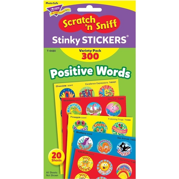 Trend Enterprises Trend Positive Words Stinky Stickers Variety Pack, 300 Stickers/Pack T6480 - main