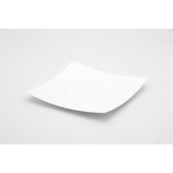 Homeroots 13in White Square Bone China Platter 483493 - main