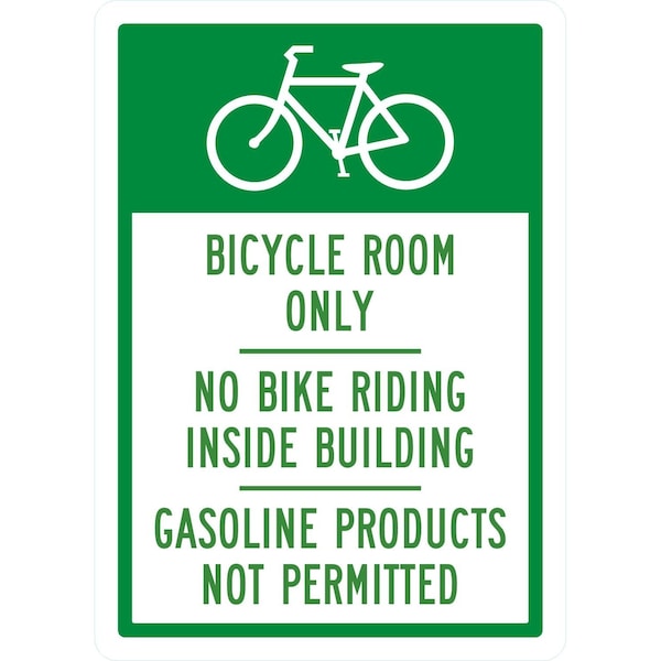 Lyle Bicycle Room Only No Bike Riding Inside Building, 10x14, Non-Reflective, White G-1356-ND_10x14 - main