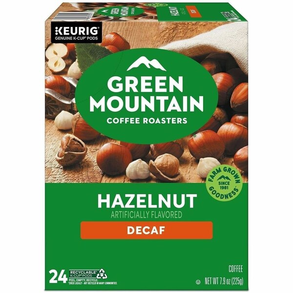 Green Mountain Coffee Coffee, Hazelnut, Pod, Decaffeinated, Ground, 7.92 oz, 24 PK 7792 - main