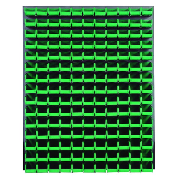 Quantum Storage Systems 48X61 GRAY LOUVERED PANEL WITH BINS GREEN QLP-4861-220-165GN - main