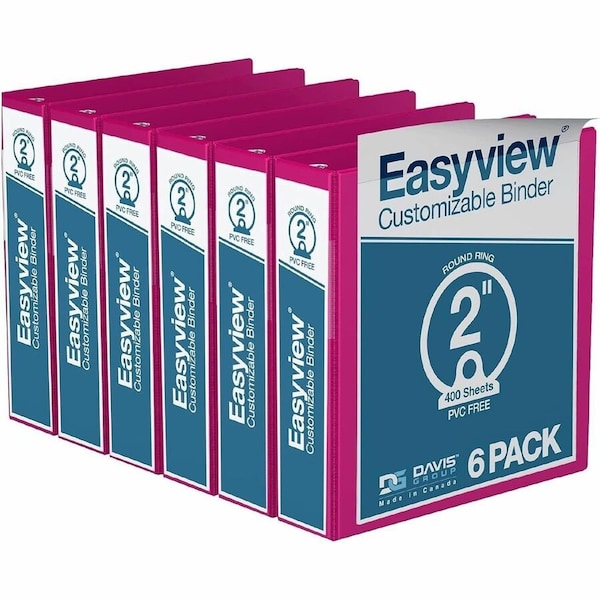 Davis Group Easyview Premium, Round Ring, Customizable, View Binder, (Pink, 2"), PK6 8413-43-06 - main
