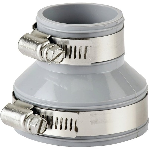 Prosource Drain Trap Connector, 1-1/2 x 1-1/4 in, PVC, Gray DTC-150 - main