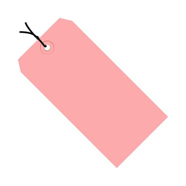 Box Packaging Shipping Tags, Pre Strung, #5, 4-3/4"L x 2-3/8"W, Pink, 1000/Pack G11052J - main