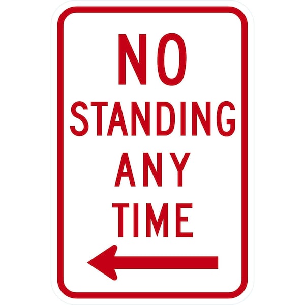 Lyle No Standing Any Time (left arrow), 12x18, Engineer Grade, White G-3754-EG_12x18 - main