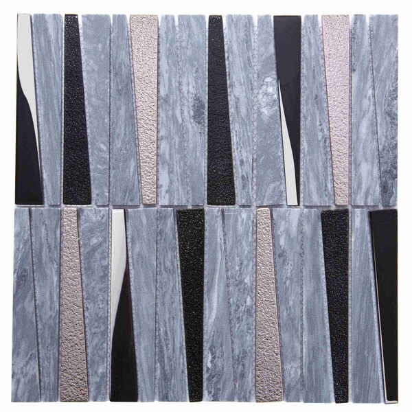 Apollo Tile Blue Gray 11.8 in x 11.8 in Glass, Stone Polished Floor and Wall Mosaic Tile 4.83 sqft/case, 5PK APLHTC88534-MA - main