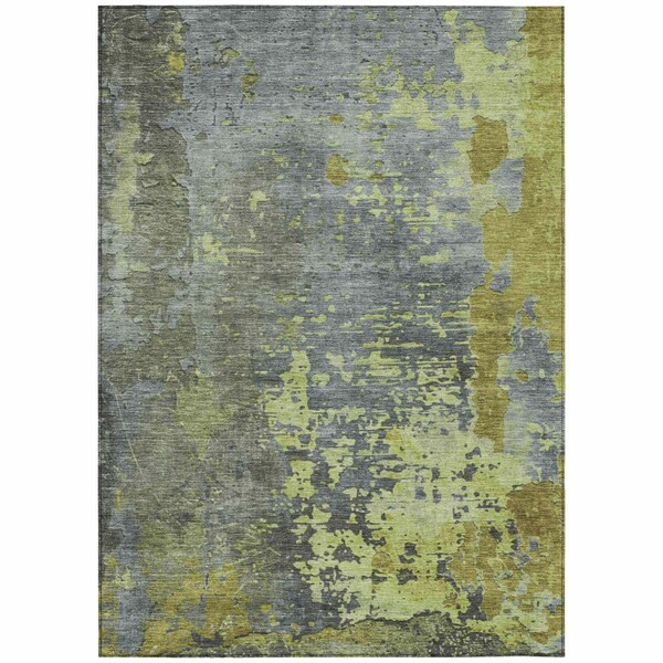 Homeroots 8' X 10' Fern Green Gray And Olive Green Abstract Washable Indoor Outdoor Area Rug 618229 - main