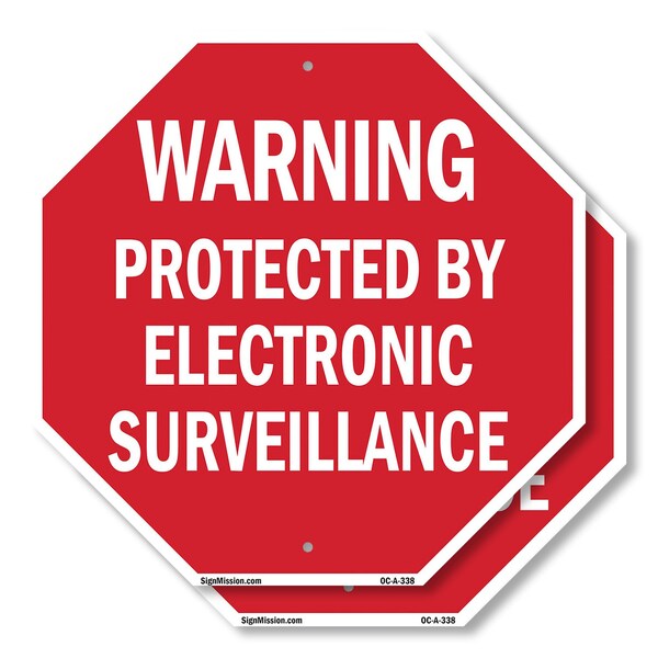 Signmission Warning Protected by Electronic Sur, 10 inch X 10 inch, Aluminum Metal Signs, 2PK OC-A-2PACK-10-338 - main