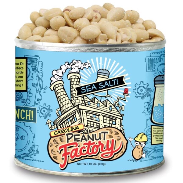 1 In 6 Snacks Carolina Peanut Factory Gourmet Sea Salt Peanuts 10 oz Can 10951 - main