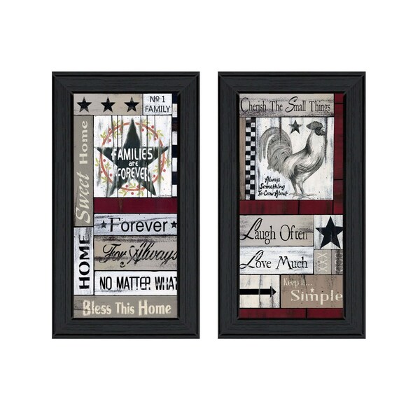 Homeroots Set Of Two Family Wisdom Black Framed Print Wall Art, 2PK 416030 - main