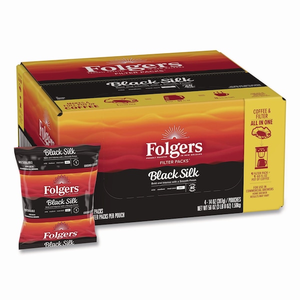 Folgers Coffee, Black Silk, Filter Pack, Caffeinated, Ground, 4.8 lb, 40 PK 2550000016 - main