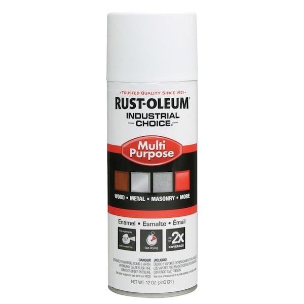 Rust-Oleum Spray Paint, White, Semi-Gloss, Solvent, 12 oz 257402V - main