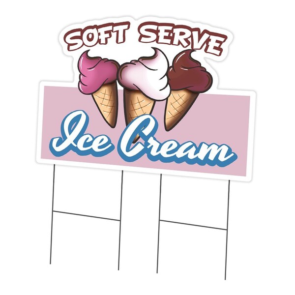 Signmission Soft Serve Ice Cream Die Cut Yard & Stake outdoor plastic coroplast window, 2436-Soft C-DC-2436-DS-Soft Serve Ice Cream19 - main