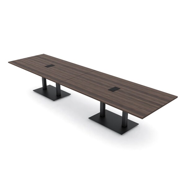 Skutchi Designs Rectangle Conference Table With Power, 48 in W, 168 in L, Brown HAR-REC-48X168-DOU.BK-H3041-EBLK - main