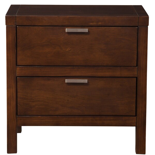 Homeroots 24" Brown Wood Two Drawer Nightstand 399270 - main