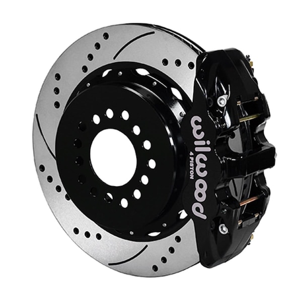 Wilwood 14.00 in. Drilled AERO4 Big Brake Rear Parking Brake Kit - Black WLD140-10948-D - main