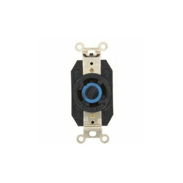 Leviton Flanged Locking Receptacle, L18-30R, 30 A, 120/208V AC, Three Phase, 4 Pole, Flush Mount, Black 2750 - main
