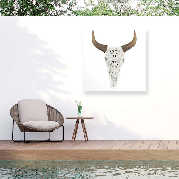 Trademark Fine Art Outdoor Canvas Art Marcus Jules 'Carved Skull' Wall Art for Patios, or Gardens GRL00855-OC3535WR - main