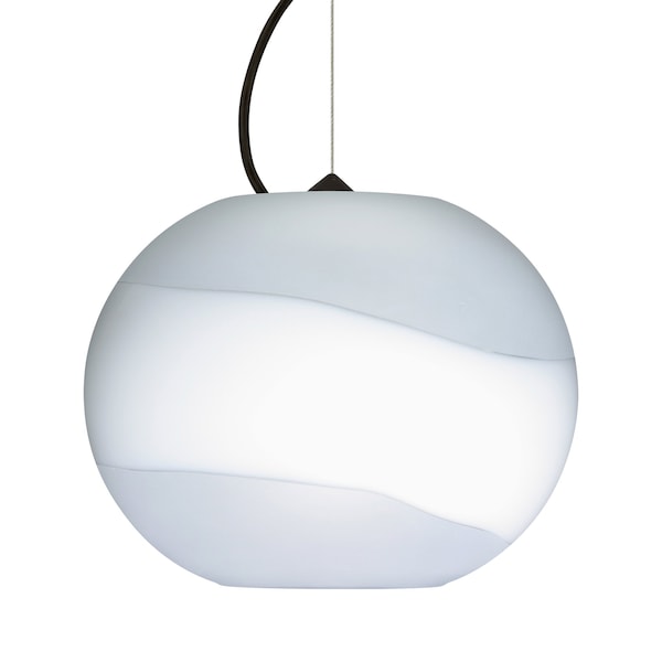 Besa Lighting Besa Luna Cable Pendant, Opal- Frost, Black Finish, 1x 9W LED 1KX-477699-LED-BK - main