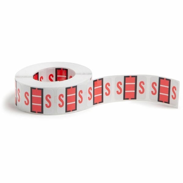 Smead Smead, A-Z COLOR-CODED END TAB FILING LABELS, S, 1 X 1.25, WHITE, 500/ROLL 67089 - main