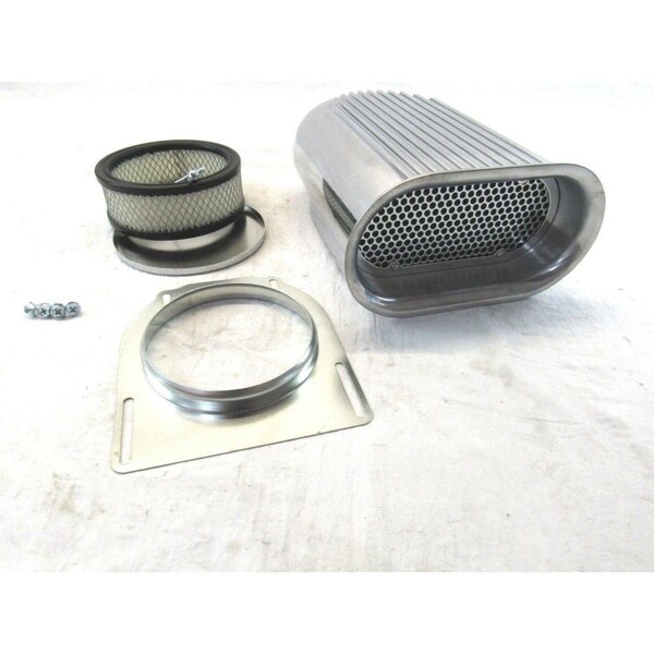 Absurdo Aluminum Hilborn Style Full Finned Hood Air Scoop Kit with Single 4 BBL Carb, Polished AB2205355 - main