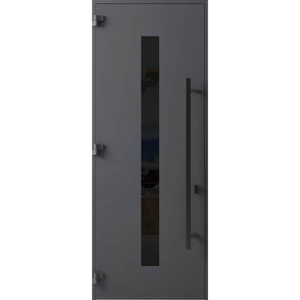 Vdomdoors Front Exterior Prehung Steel Door Ronex0130 Grey 96 Entry Metal Modern Painted W36xH96 Right hand RONEX0130EXD-GRE-W36xH96-RH-I - main