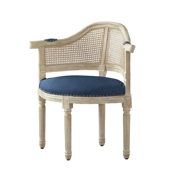 Homeroots 24" Navy Blue And Beige Linen Arm Chair 534000 - main