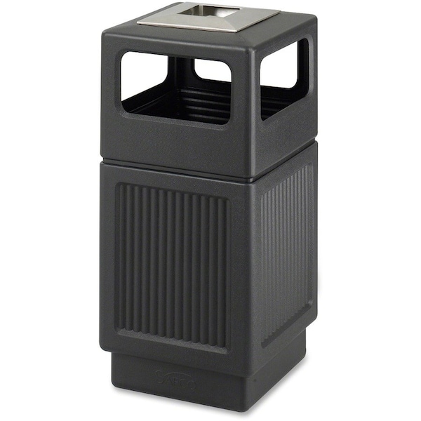 Safco Canmeleon 38 gal Square Outdoor Can, Black, None, Plastic, 18 1/4 in 9477BL - main