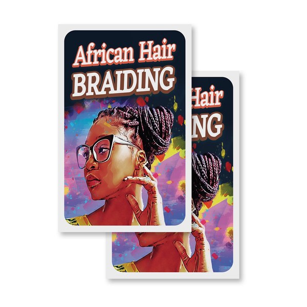 Signmission African Hair Braiding, Vinyl Decals Only 24 Inch x 36 Inch, Vinyl Decal, 2PK DSB-2436-2PACK-30339 - main