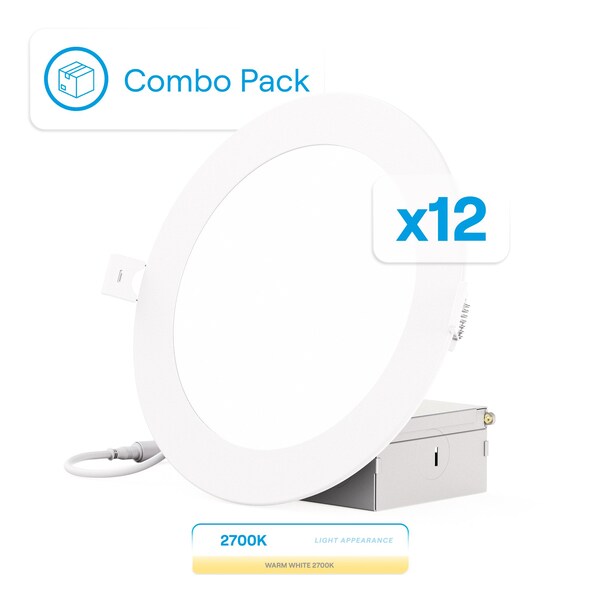 Infibrite 6 In 2700K Soft White 12W 1050LM LED Ceiling Light Kit, Dimmable, Wet Rated, 12PK IB-002-2-12W-WH-12PK - main