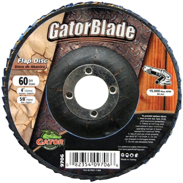 Gator Blade 4'' x 5/8'' 60-Grit Type 29 Angle Grinder Flap Disc 9706 - main