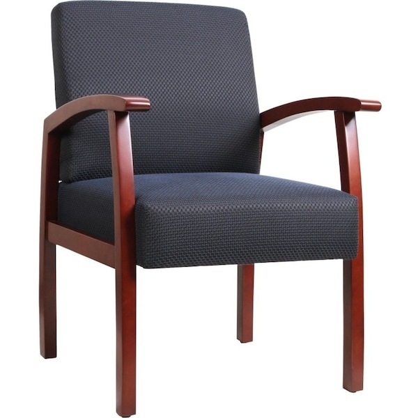 Lorell Thickly Padded Guest Chair, Cherry Frame, Midnight Blue LLR68553 - main