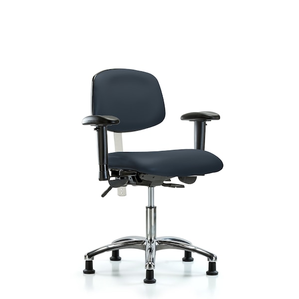Blue Ridge Ergonomics Clean Room Chair Desk Chair, Vin, Chrm, AA, Glds, Navy, CL100, Adjustable Arms, 18" to 23" Height, Vinyl BR-NCR-VDHCH-CR-T0-A1-RG-8582 - main
