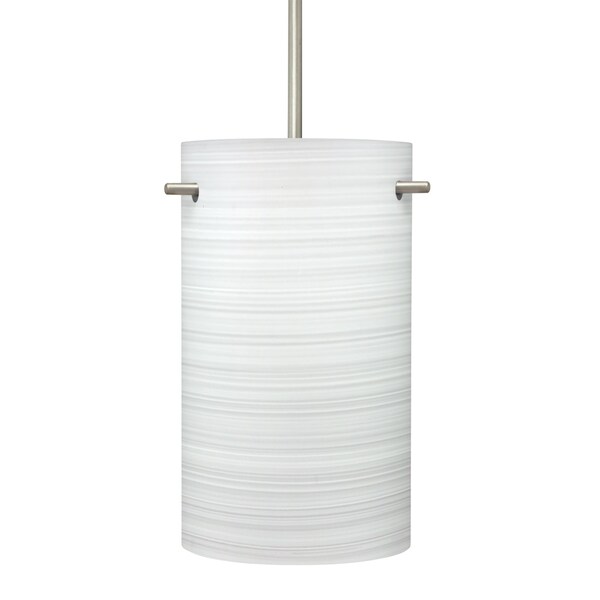 Besa Lighting Besa Tamburo 5 Pendant, Chalk, Satin Nickel Finish, 1x 100W MAX E26 Base 1JT-4005KR-SN - main