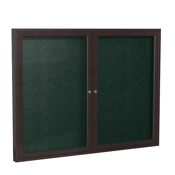 Ghent Indoor/Outdoor Enclosed Vinyl Bulletin Board, Bronze Aluminum Frame, 3'H x 4'W, 2 Door, Ebony PB23648VX-183 - main