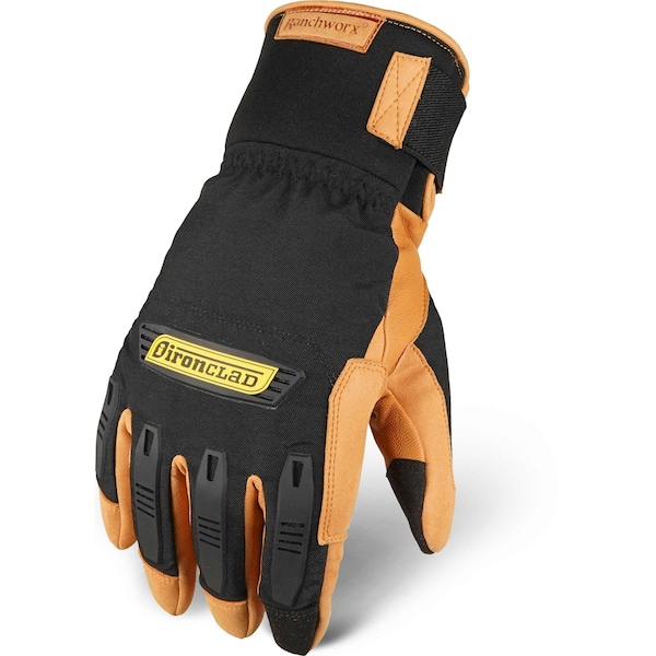 Ironclad Performance Wear Leather Gloves, Goatskin, Hook-and-Loop Cuff, Keystone Thumb, Full Finger, Tan / Black, M, 1 PR RWCC-03-M - main