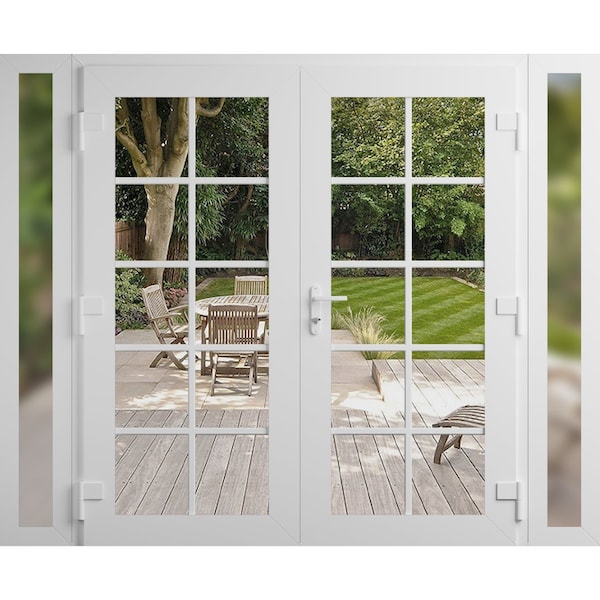 Vdomdoors Front Exterior Prehung Metal-Plastic Double Doors Clear Glass / MANUX 8100 White Silk / Office Comm MANUX8100DEXD-WS-W16+72+16xH80-LH-I - main