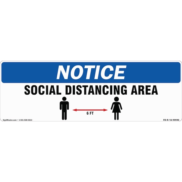 Signmission Social Distance Area 6 Ft Non-Slip Floor Graphic, 18in Vinyl Decal, 16" x 16", FD-R-16-99990 FD-R-16-99990 - main