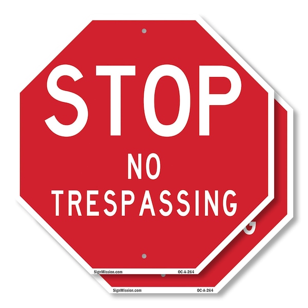 Signmission Stop No Trespassing, 10 inch X 10 inch, Aluminum Metal Signs, 2PK OC-A-2PACK-10-264 - main