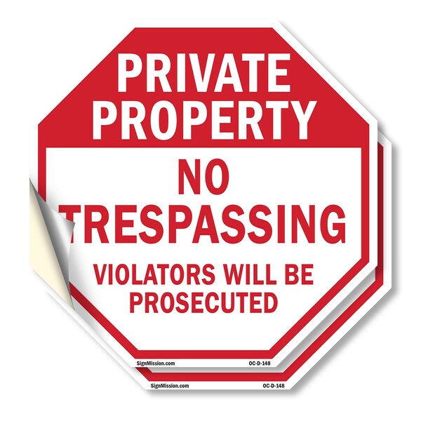 Signmission Private Property No Trespassing Vio, 4 inch X 4 inch, Vinyl Decal, 2PK OC-D-2PACK-4-148 - main