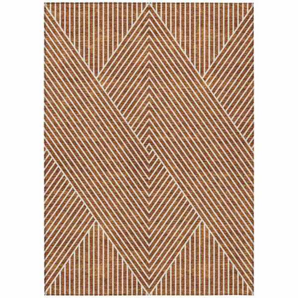 Homeroots 5' X 8' Terra Cotta And Ivory Geometric Washable Indoor Outdoor Area Rug 612155 - main