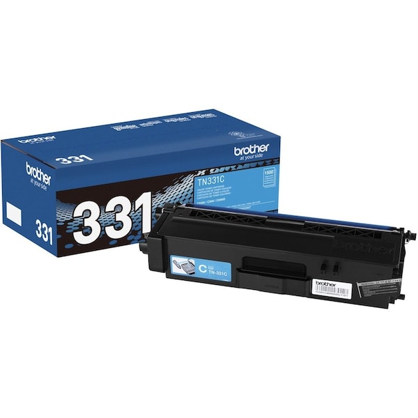 Brother Genuine TN331C Cyan Toner Cartridge - Laser - Standard Yield - 1500 Pages - Cyan - 1 Each TN331C - main