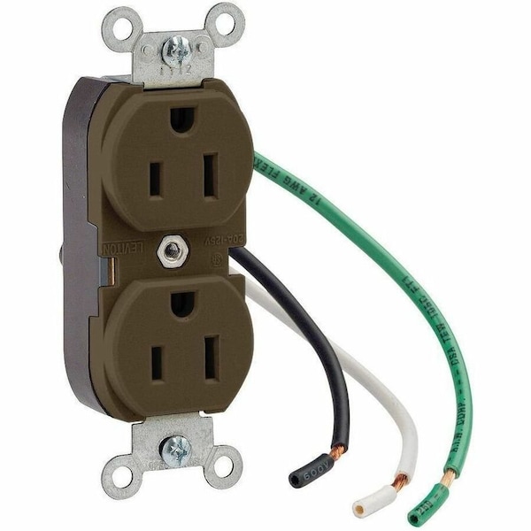 Leviton Industrial Series Heavy Duty Grade Duplex Receptacle, 15 Amp, 125 Volt 5262-L0 - main