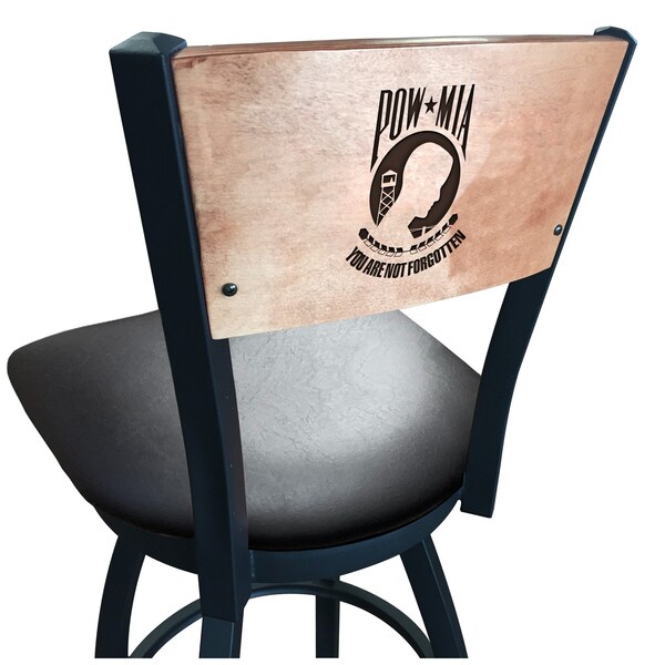 Holland Bar Stool Co 25" Blk Wrinkle POW/MIA Swivel Bar Stool, Laser Engraved Back L03825BWMedMplAPOWMIABlkVinyl - main