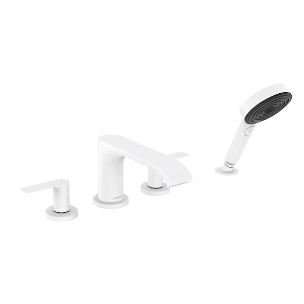 Hansgrohe Vivenis 4-Hole Roman Tub Set Trim with 1.75 GPM Handshower in Matte White 75443701 - main